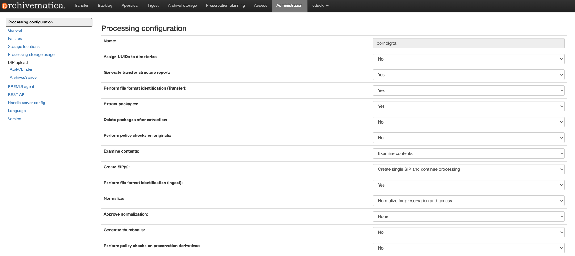 Archivematica born digital processing configuration for UH, part 1 of 2