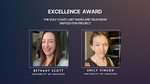 Screenshot from the TDL 2024 awards ceremony honoring Bethany Scott and Emily Vinson.