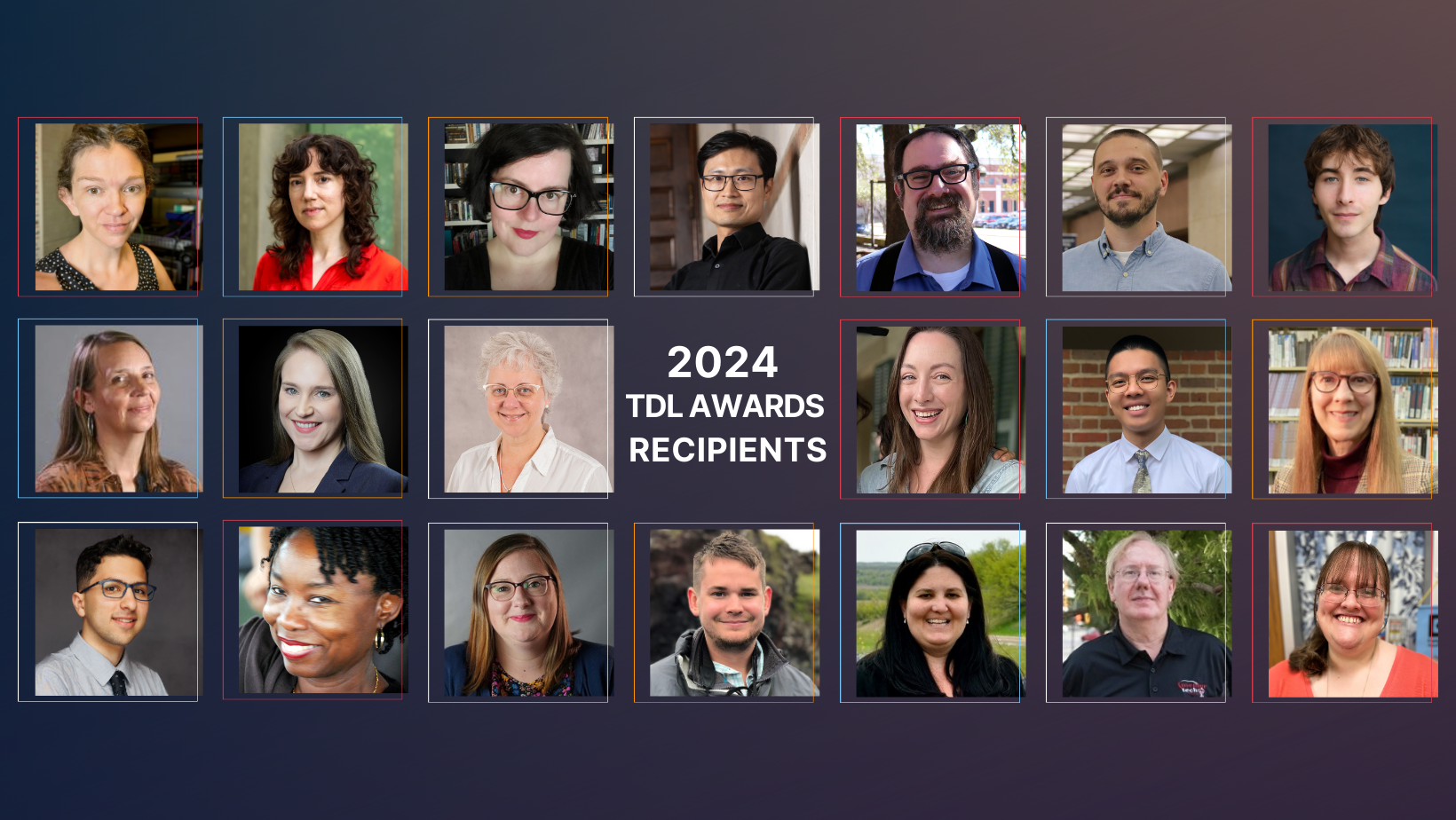 Photo collage of all the 2024 TDL Awards recipients against a purple background.