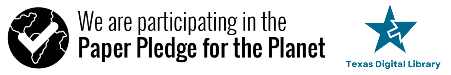 banner with text that says "We are participating in the Paper Pledge for the Planet" and includes the TDL logo.
