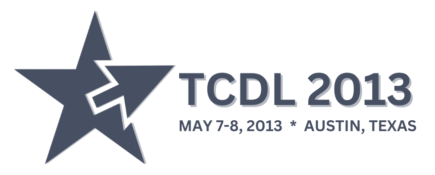 Logo for 2013 Texas Conference on Digital Libraries (TCDL).