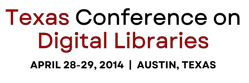 Logo for 2014 Texas Conference on Digital Libraries (TCDL).