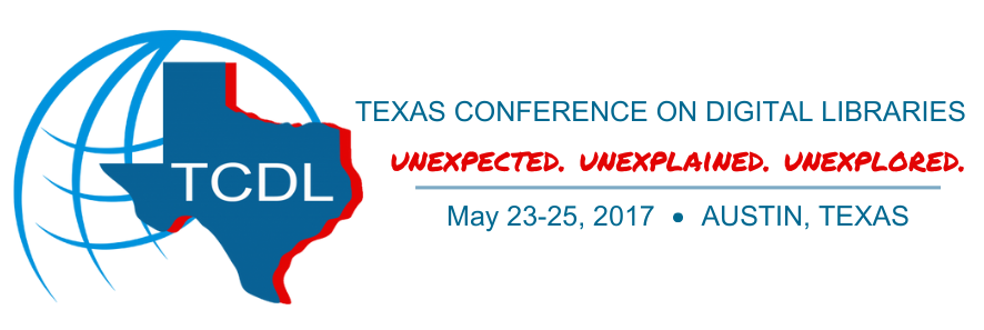 Logo for 2017 Texas Conference on Digital Libraries (TCDL).