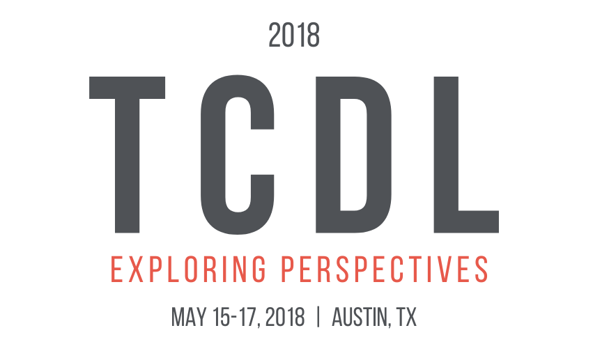 Logo for 2018 Texas Conference on Digital Libraries (TCDL).