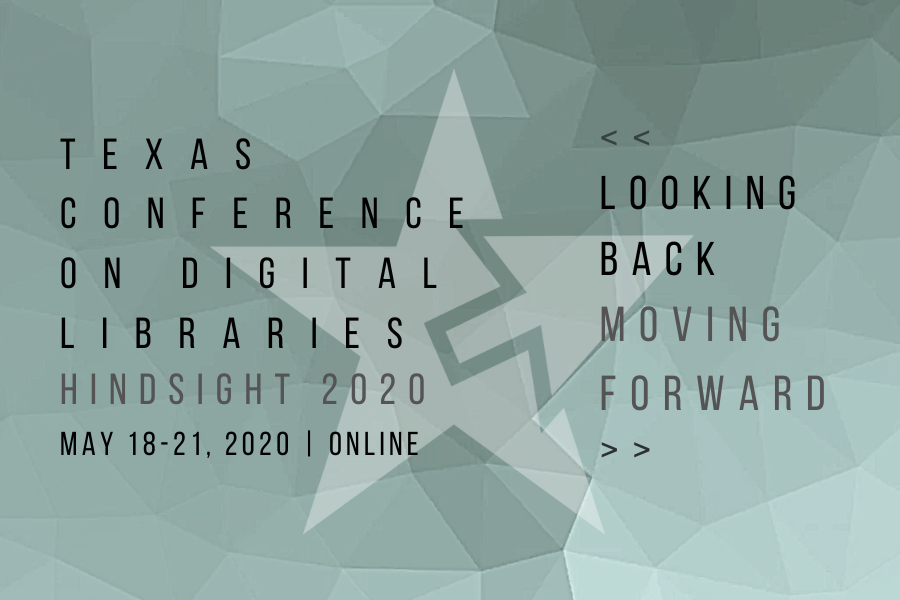 Logo for 2020 Texas Conference on Digital Libraries (TCDL).
