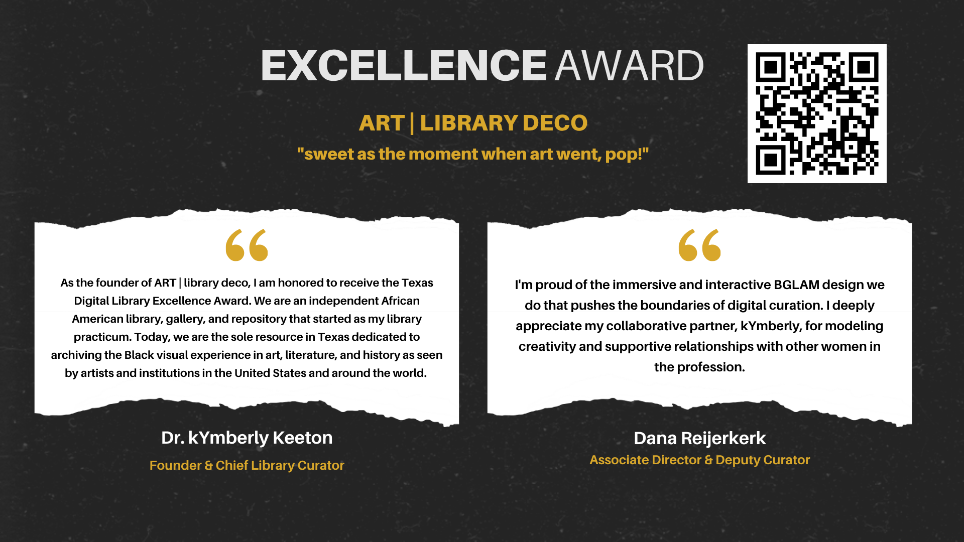 Screenshot from the TDL 2025 awards ceremony honoring Dr. kYmberly Keeton and Dana Reijerkerk.