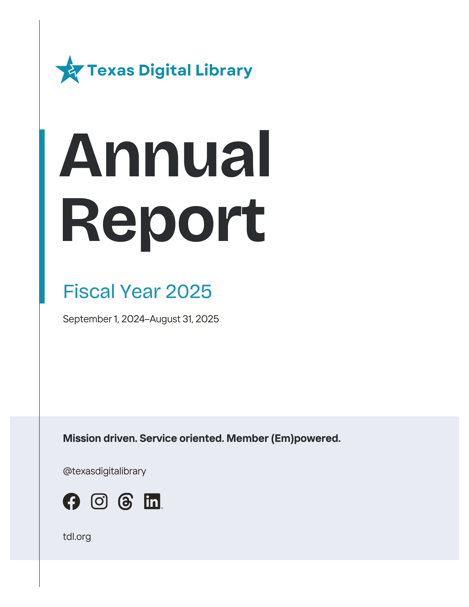 Cover page of the TDL 2025 Annual Report