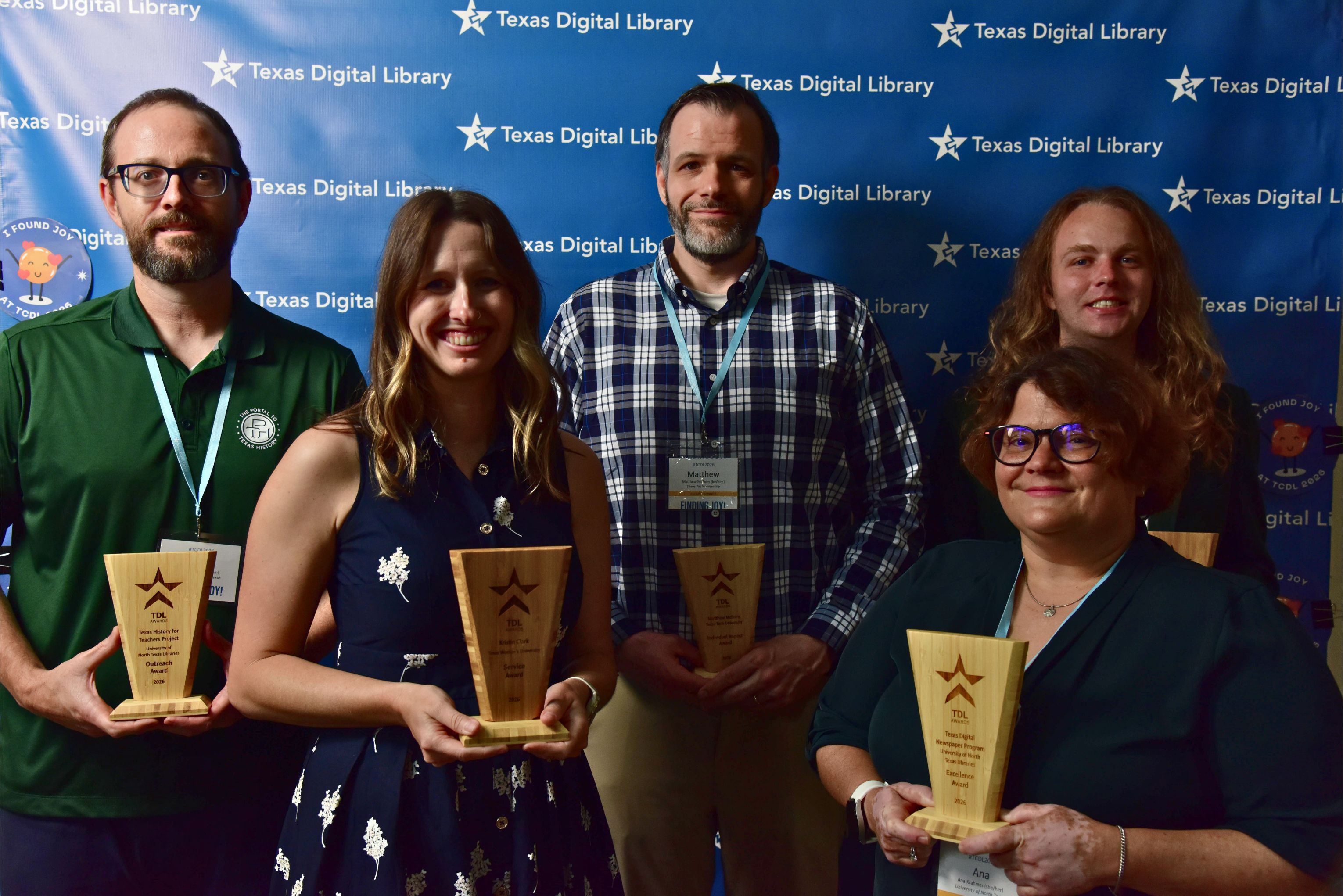 2026 TDL Awards Recipients against the Texas Digital Library backdrop.